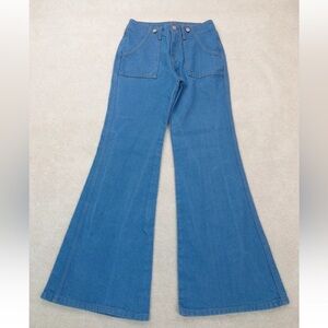 Express 70's Flare Mid Rise Stretch Blue Denim Jeans Size 4S Women's 28x30